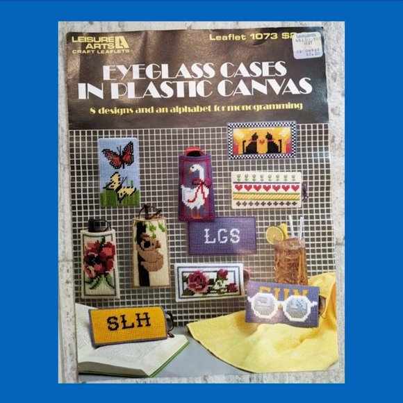 5 Vintage Leasure Arts Craft Leaflets Plastic Canvas Covers Coasters Holiday - Picture 6 of 13